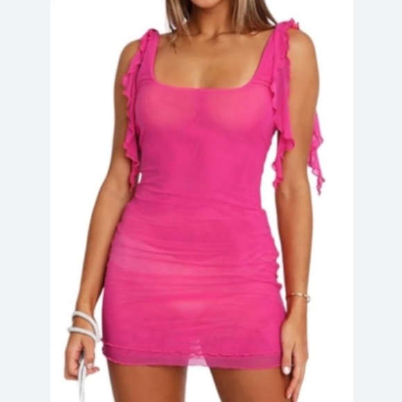 Womens Sexy, Pink Body-con Mini Dress. Size M - Picture 1 of 10